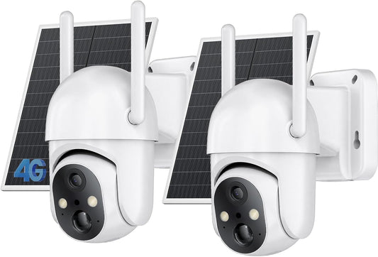 SEHMUA Paquete de 2 cámaras de seguridad solar celular 4G LTE inalá...