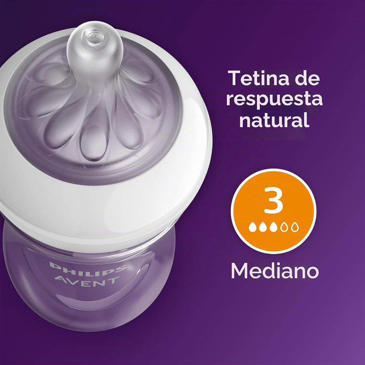 Philips Avent Biberones naturales, flujo medio, 9 onzas, sin BPA, p...