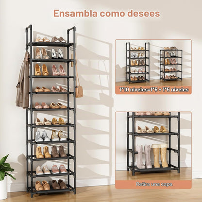 LANTEFUL Zapatero de 10 Niveles, 25 Pares, Organizador de Zapatos A...