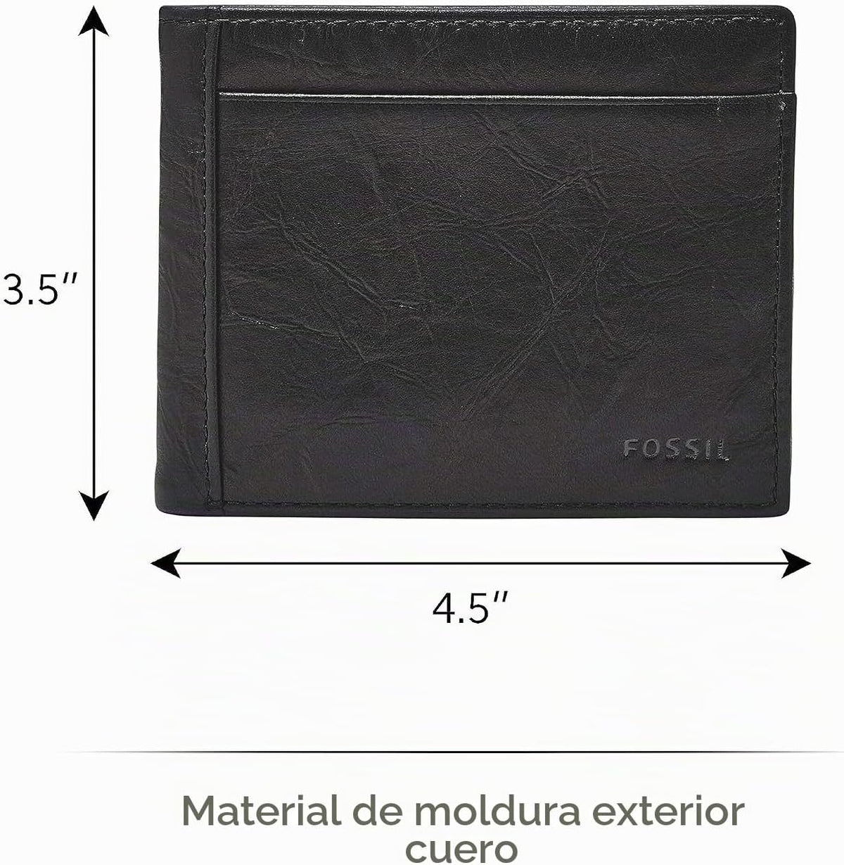 Fossil - Cartera plegable de cuero para hombre con ventana abatible...