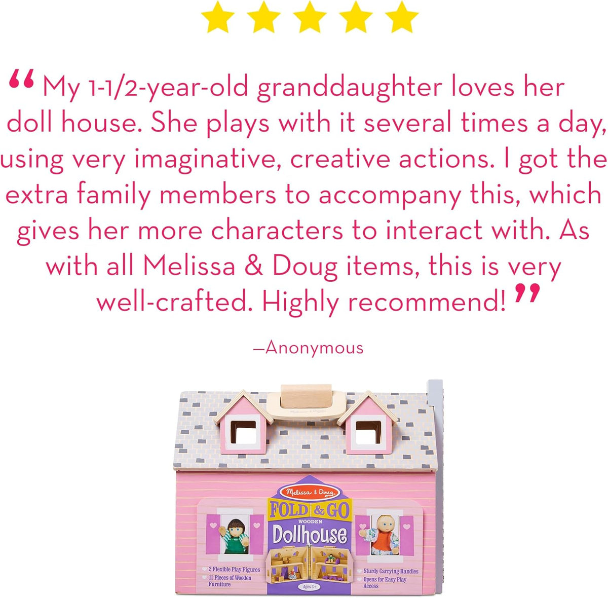Casa de muñecas de madera Fold and Go de Melissa &amp; Doug con 2 m...