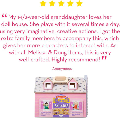 Casa de muñecas de madera Fold and Go de Melissa &amp; Doug con 2 m...