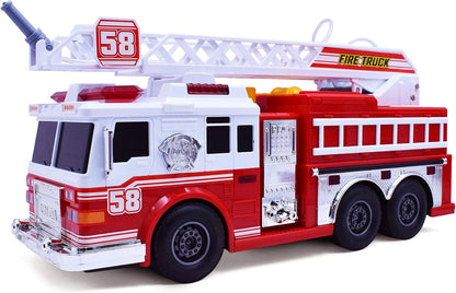 VEBO Camión de bomberos motorizado con luces, sonido de sirena, bom...