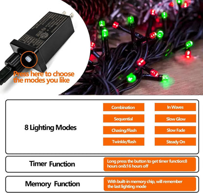 Tira de luces de Navidad extensibles de 75.8 pies con 200 luces LED...