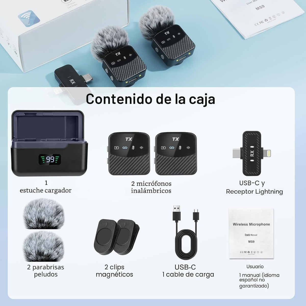 YUANRAN Mini micrófono de solapa inalámbrico para iPhone\/Android\/...