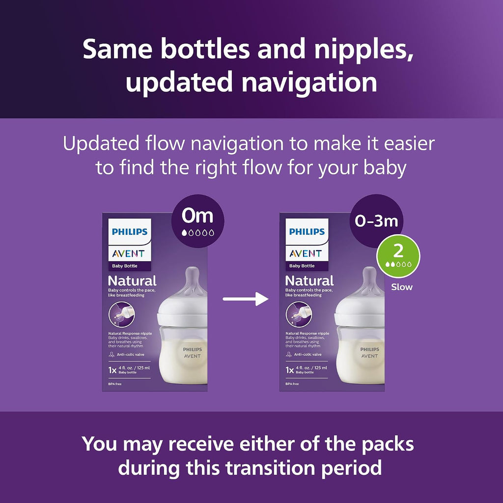 Philips Avent Biberones naturales, flujo lento, 4 onzas, sin BPA, p...