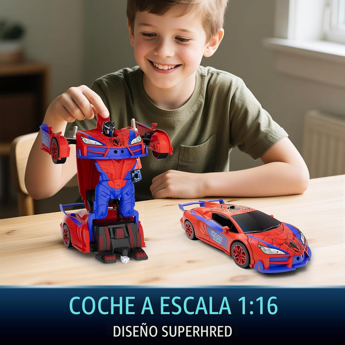 Qumcou - Juguetes con temática de araña para niños 3-8,1:16 transfo...