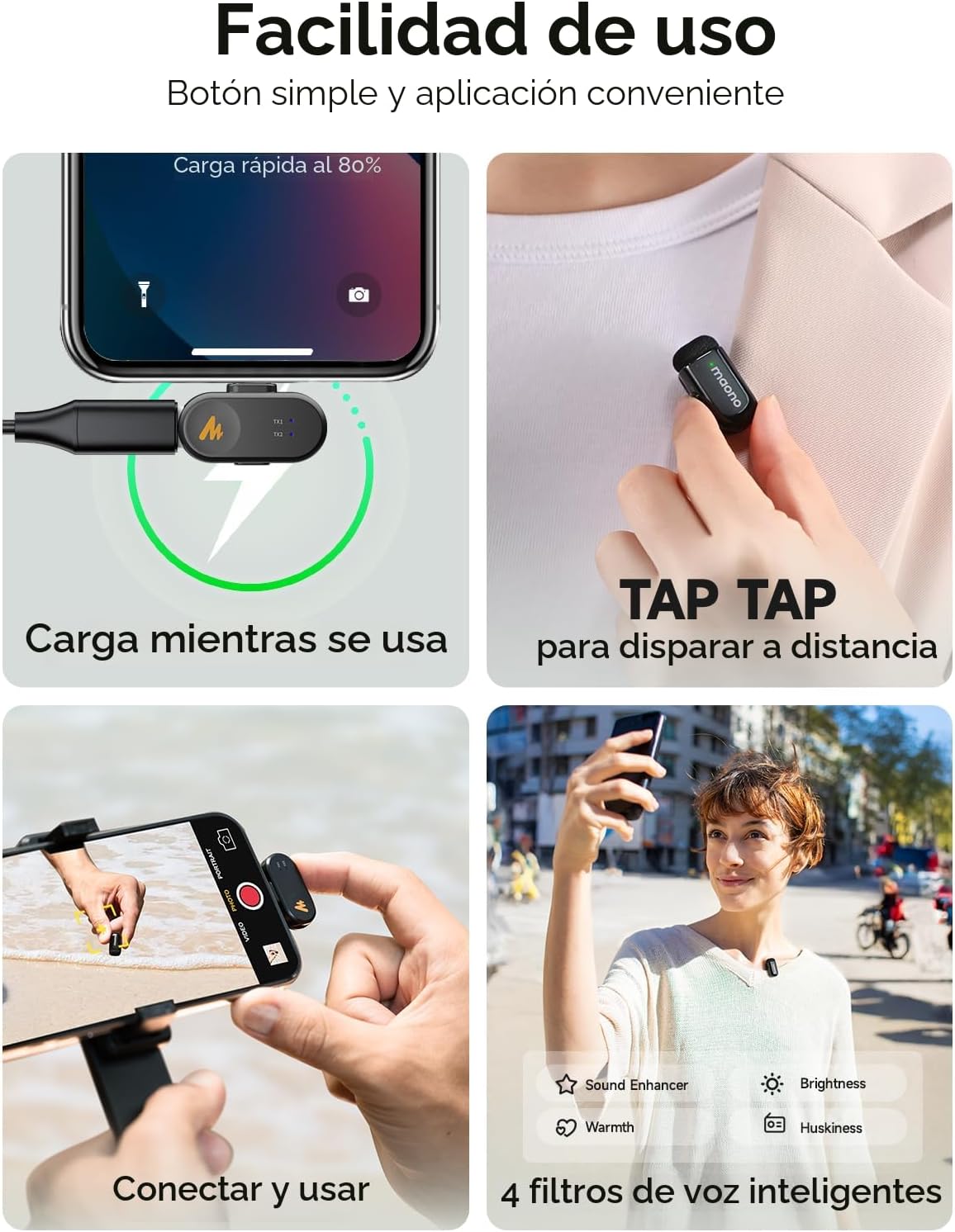 MAONO Wave T1 Mini micrófono Lavalier para iPhone\/Android con cone...