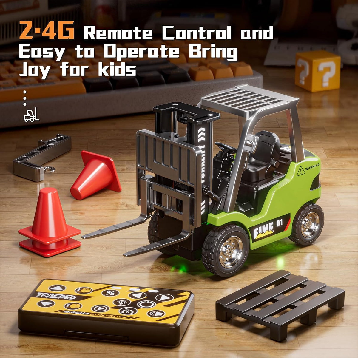 TOPMVP 1\/64 MINI RC Carretilla Elevadora Juguetes, Camión de Ingen...