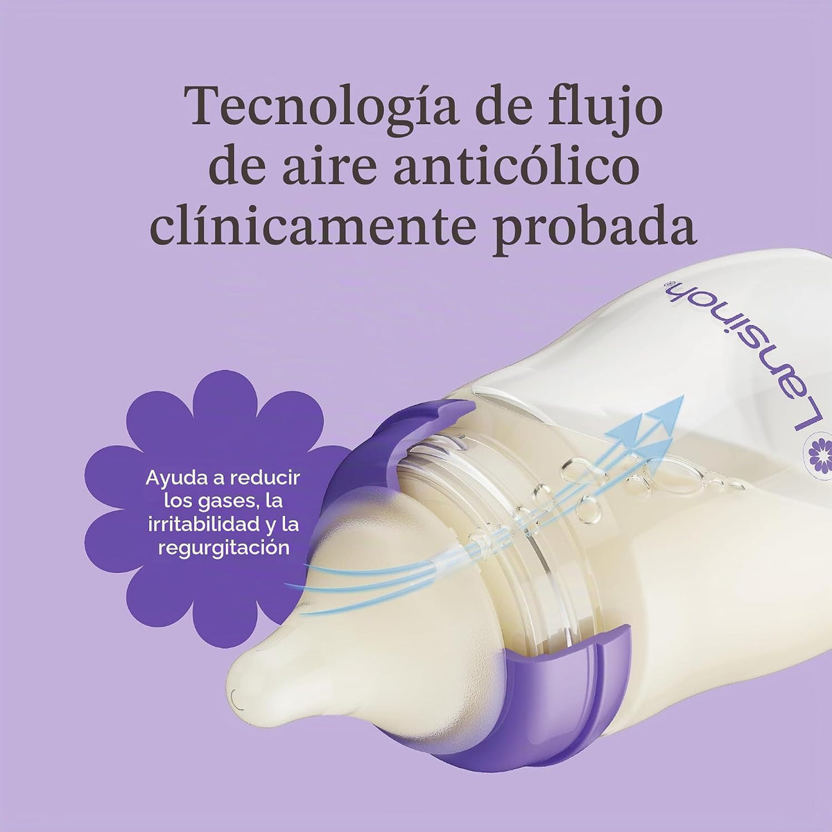 Lansinoh biberones anticólicos, 8 onzas, 4 unidades | Tetinas de fl...