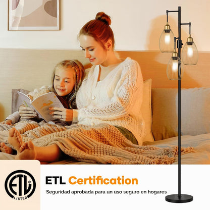 Lámpara de pie regulable, 3 bombillas LED de 800 lm incluidas, lámp...