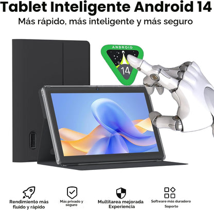 HOTTABLET Tablet Android 14.0 de 7 pulgadas con funda protectora, 8...