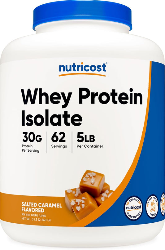 Nutricost Aislado de proteína de suero (caramelo salado, 5 libras)