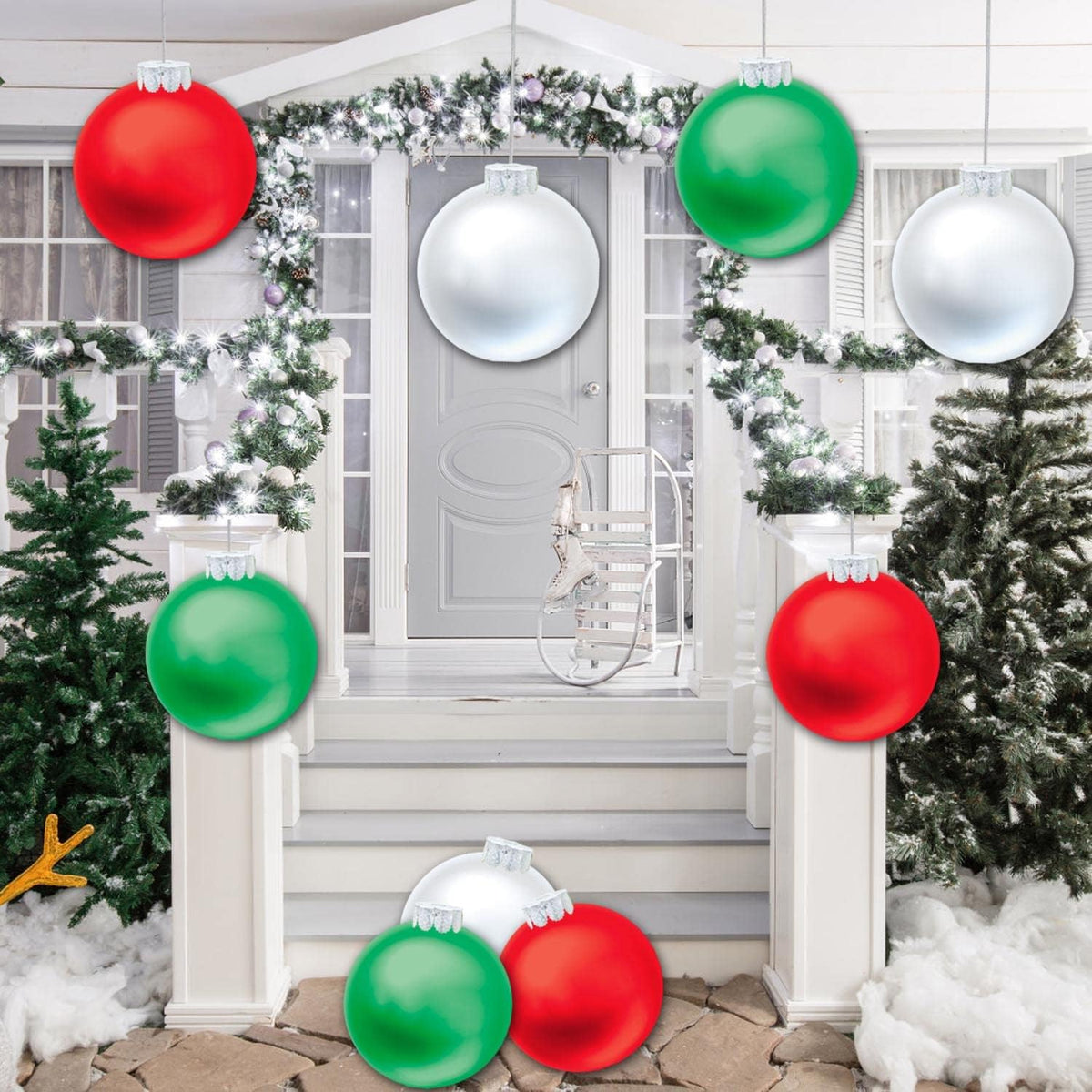 YHFUISK 9 piezas de decoraciones de Navidad al aire libre, bolas in...