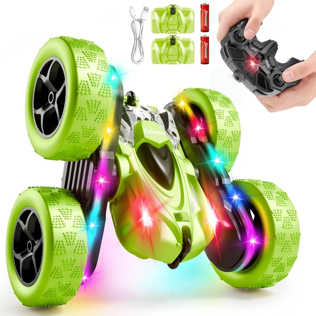Zalneo - Auto de acrobacias con control remoto \u2013 4WD 360° Flip...