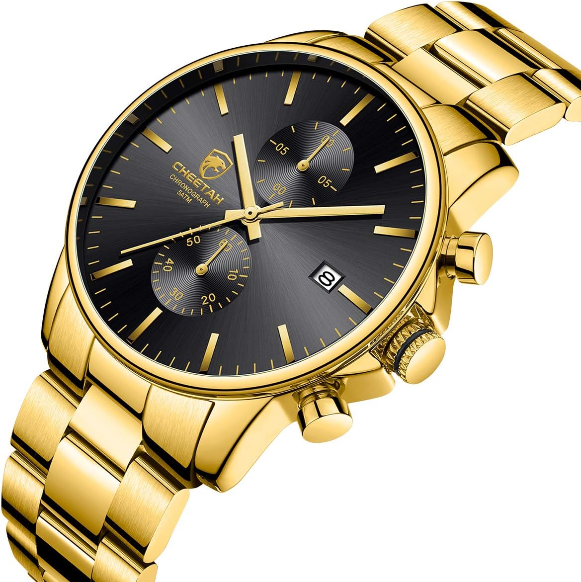 GOLDEN HOUR Fashion Business - Relojes para hombre con cronógrafo,...