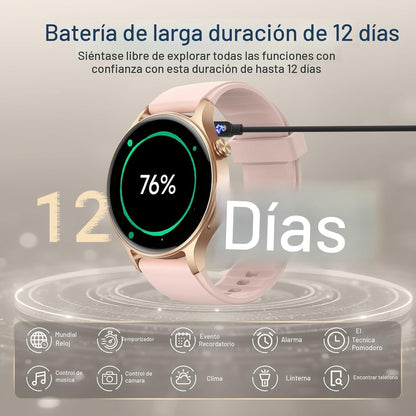 Fitpolo - Reloj inteligente para mujer, rastreador de fitness AMOLE...