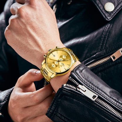 GOLDEN HOUR Fashion Business - Relojes para hombre con cronógrafo,...