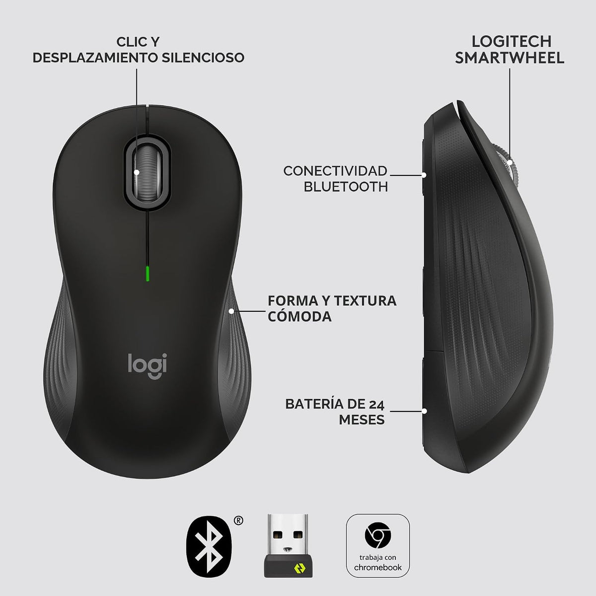 Logitech Signature M550 L Ratón Inalámbrico Tamaño Completo Tamaño...
