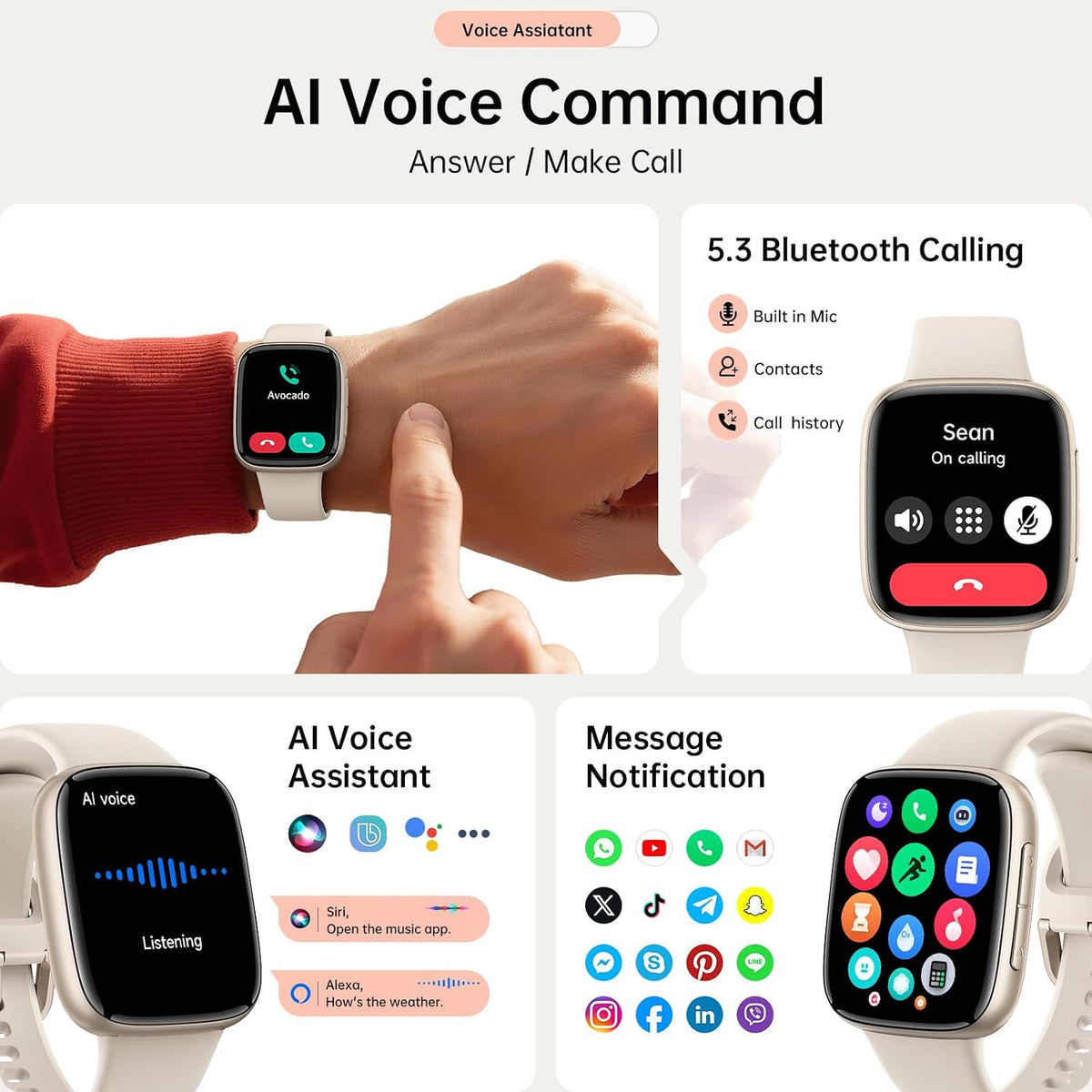 Relojes inteligentes para mujeres y hombres, reloj inteligente AMOL...
