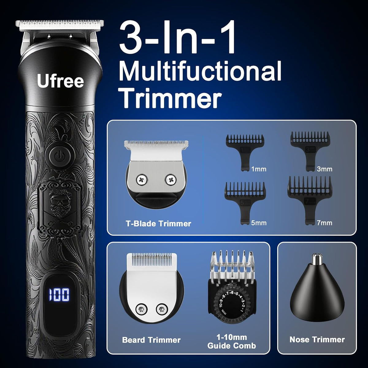 Ufree Cortapelos para hombres, recortador de barba, afeitadora de l...