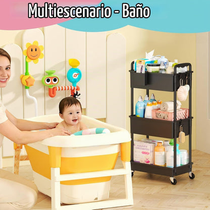 SUNALLY Carrito de pañales para bebés, carrito de pañales rodante d...