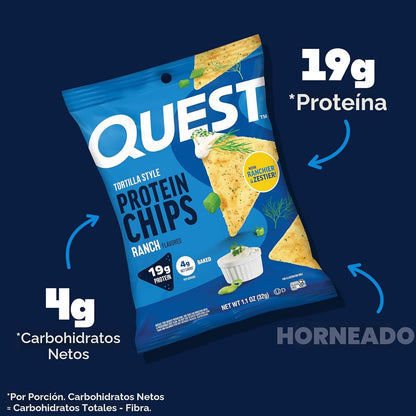 Quest Nutrition Ranch - Chips de proteína estilo tortilla, 12 unida...