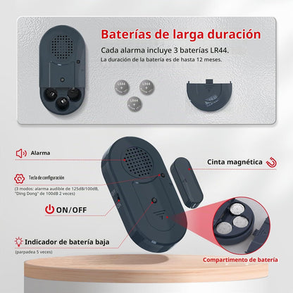 Sanjie Alarmas de puerta cuando se abre, sensores de alarma de vent...