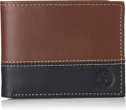 Timberland Billetera plegable de cuero para hombre, color negro\/ma...