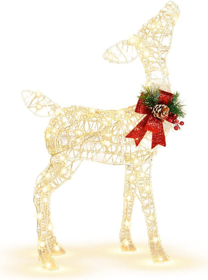 Tangkula Reno navideño iluminado, decoraciones de ciervos 3D para |...