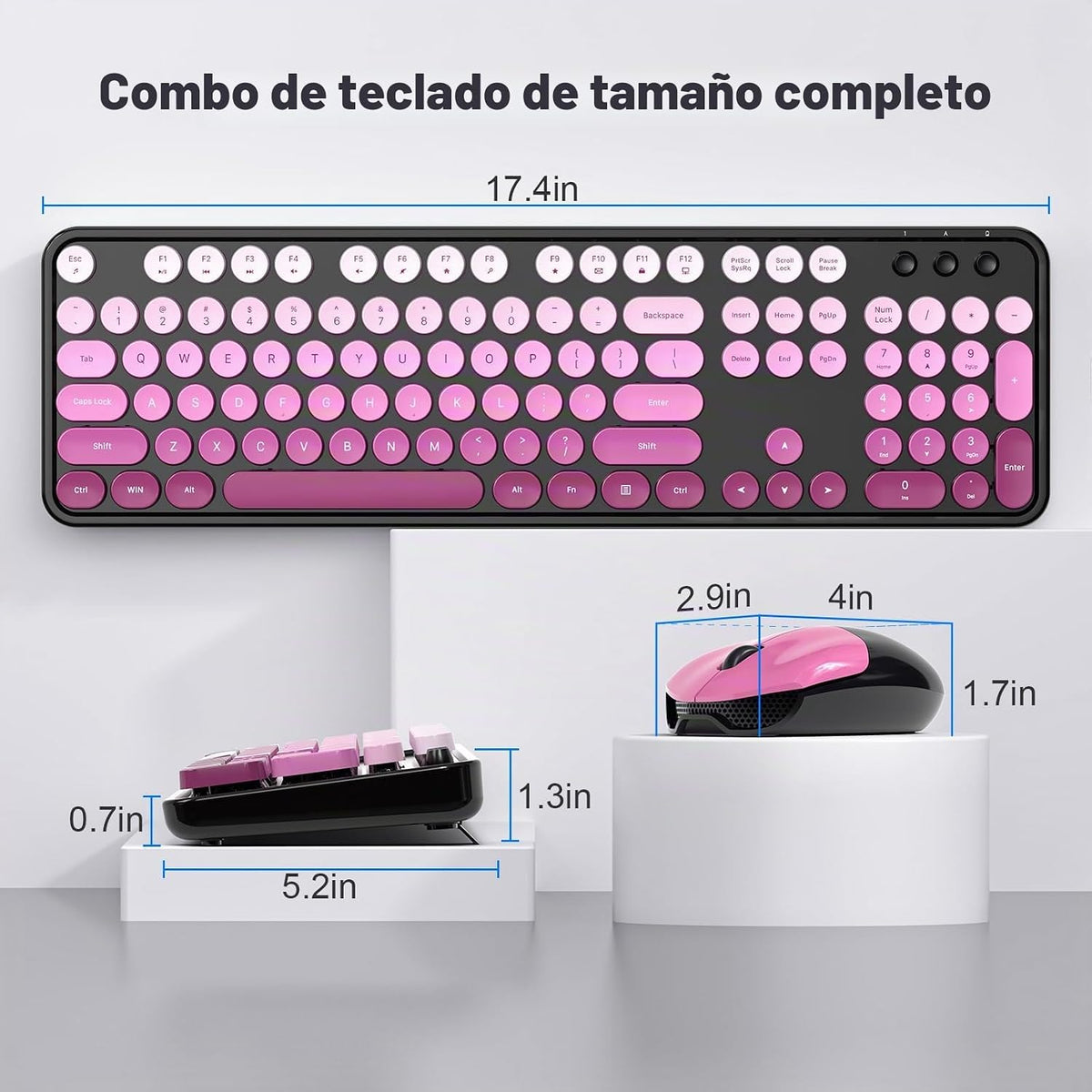 MOFII Combo de teclado y mouse inalámbricos, tamaño completo 2.4G,...