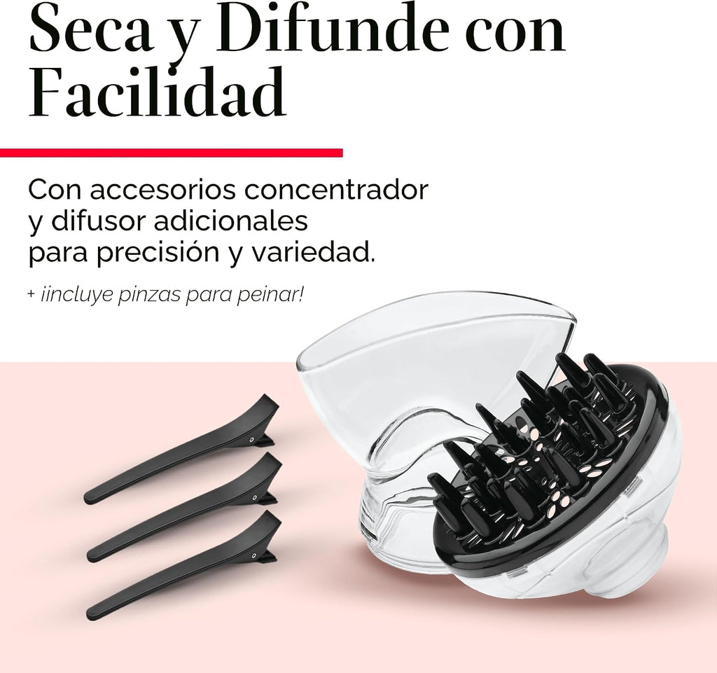 REVLON Secador de pelo iónico por infrarrojos con difusor y concent...
