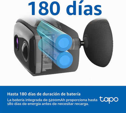 Tapo Cámara de seguridad inalámbrica para exteriores 1080p, aliment...
