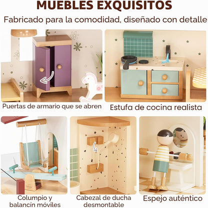 Lehoo Castle Casa de muñecas de madera para niñas, casa de muñecas...