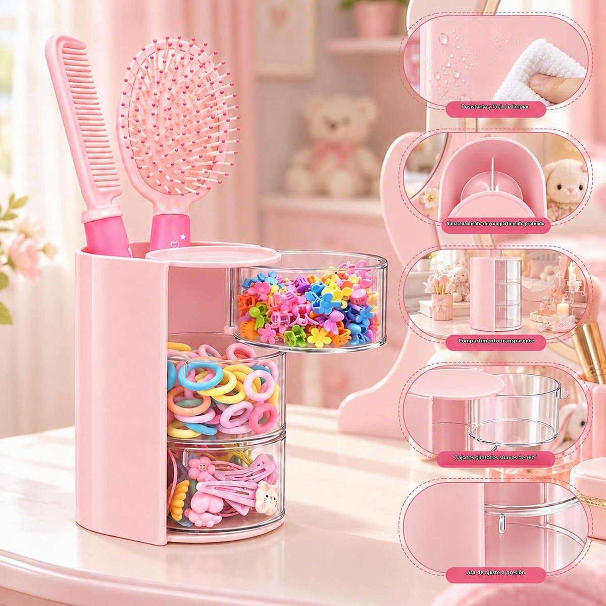 Luscinia - Organizador de accesorios para el cabello con soporte pa...