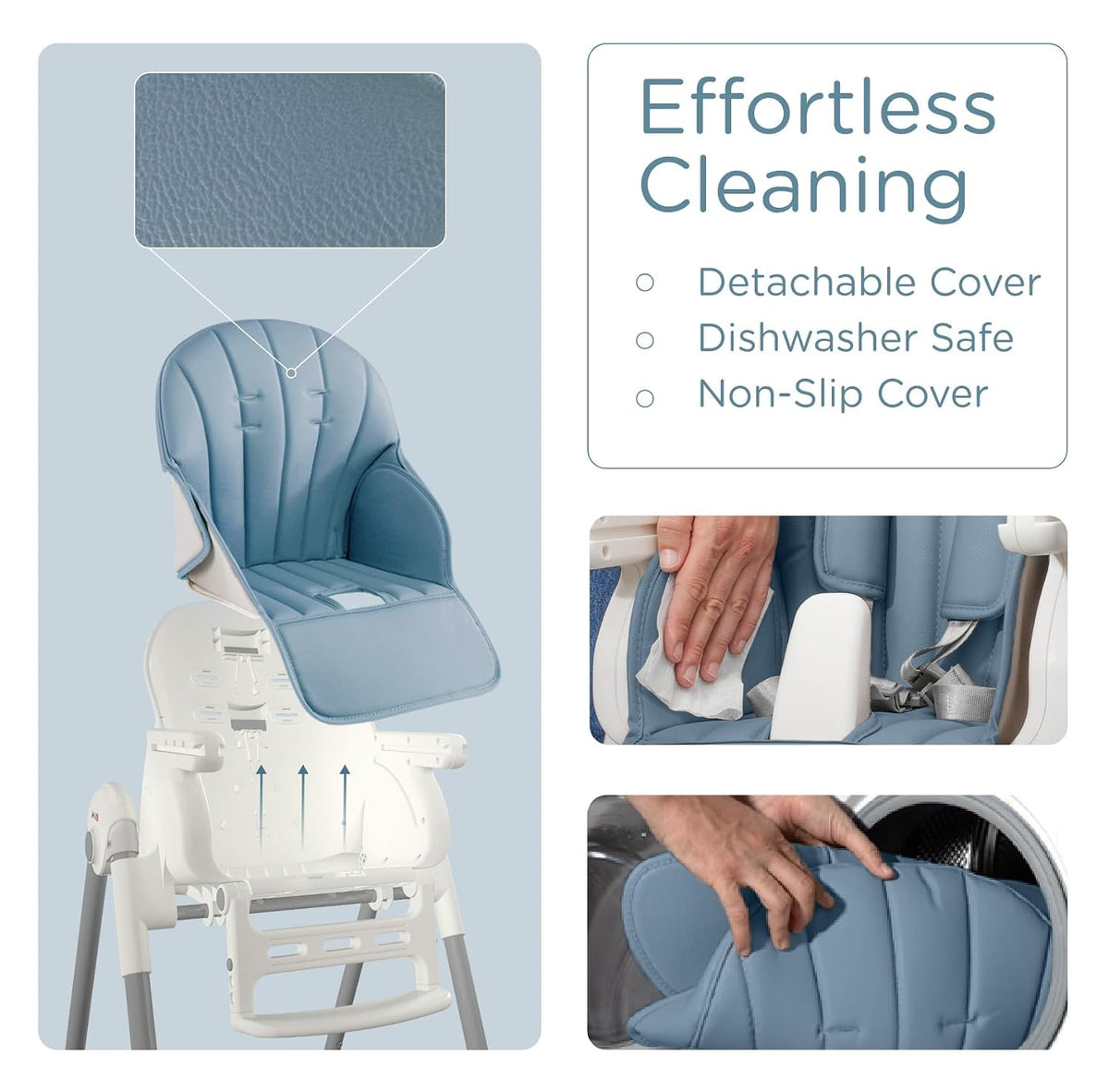 KÜB - Silla alta para bebé plegable y portátil 3 en 1 con 2 ruedas...