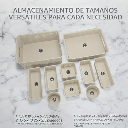 BROOKSTONE, Juego organizador multiusos de 10 piezas, cestas anidab...