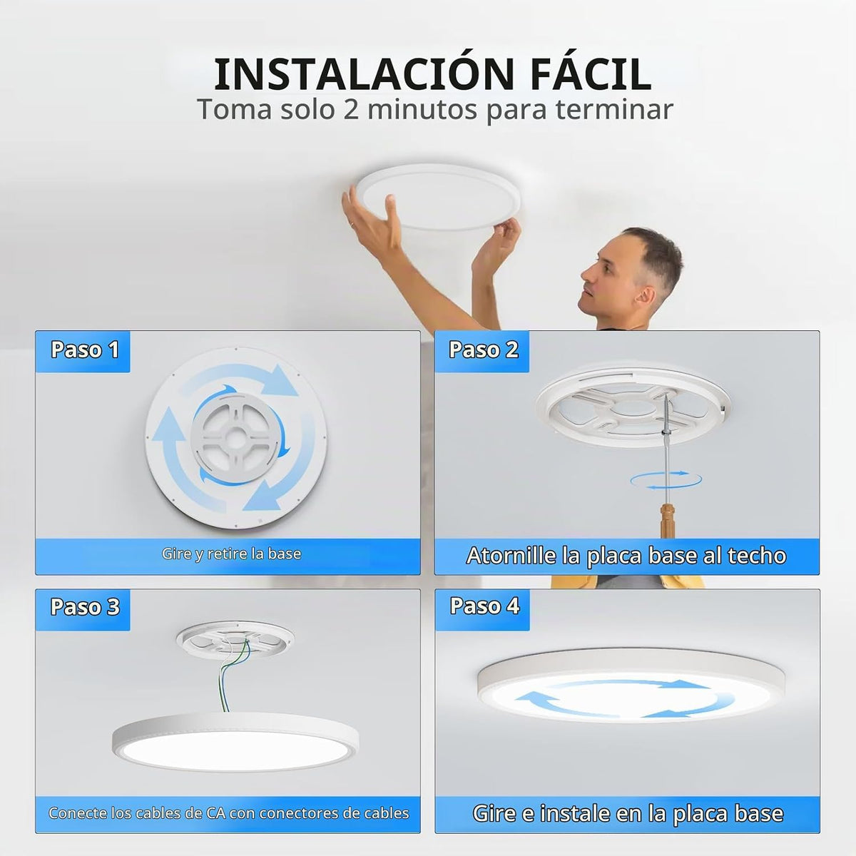 WKONCLDY Paquete de dos lámparas de techo LED de montaje empotrado...