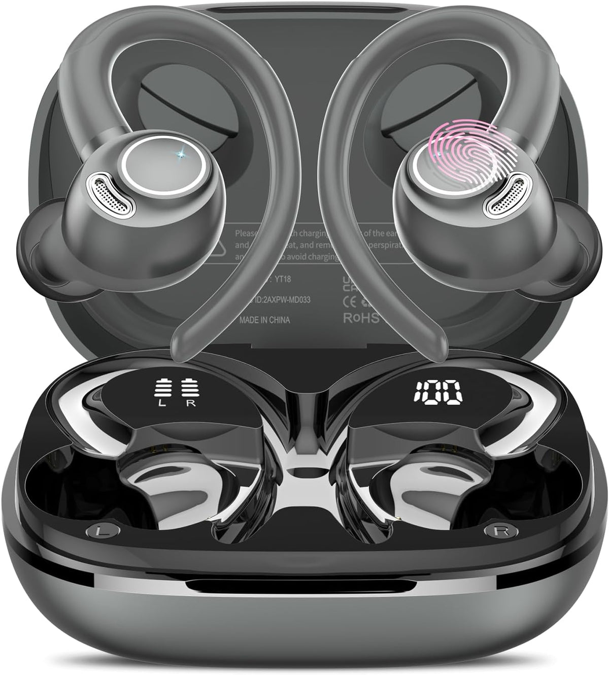 Auriculares inalámbricos, Bluetooth 5.4 Auriculares deportivos sobr...
