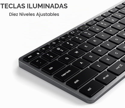 Teclado retroiluminado Bluetooth Satechi Slim X3, sincronización mu...