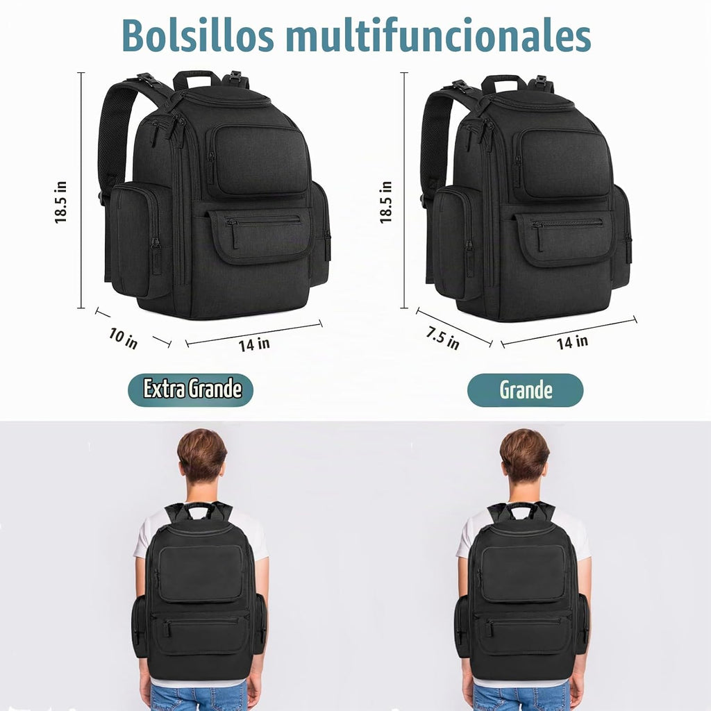 Mancro Mochila para pañales, mochila negra para pañales de bebé de...