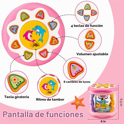 Juguetes para bebé niña, tiempo boca abajo, musical, iluminado, océ...