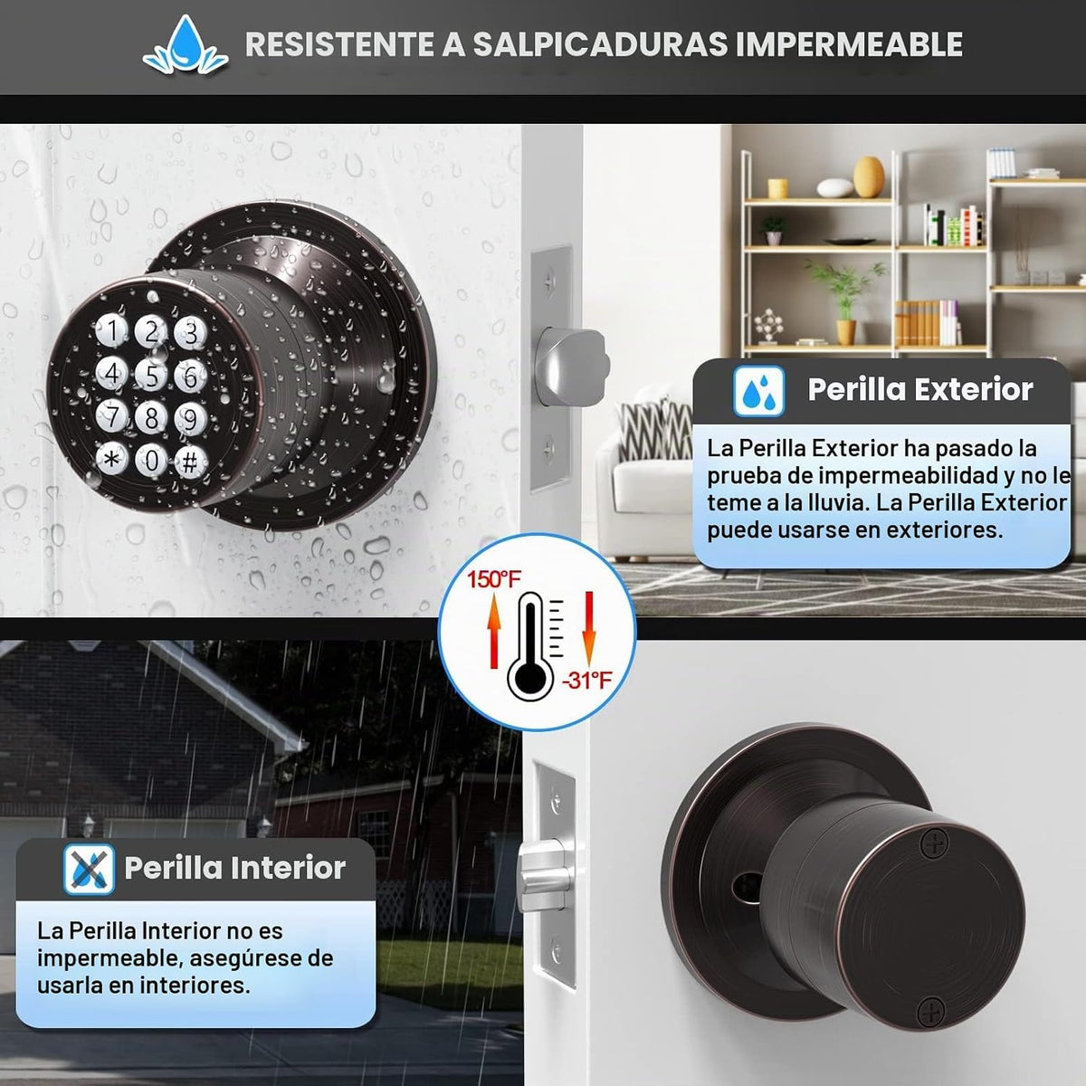 Cerradura de puerta digital con teclado, perilla electrónica de pue...