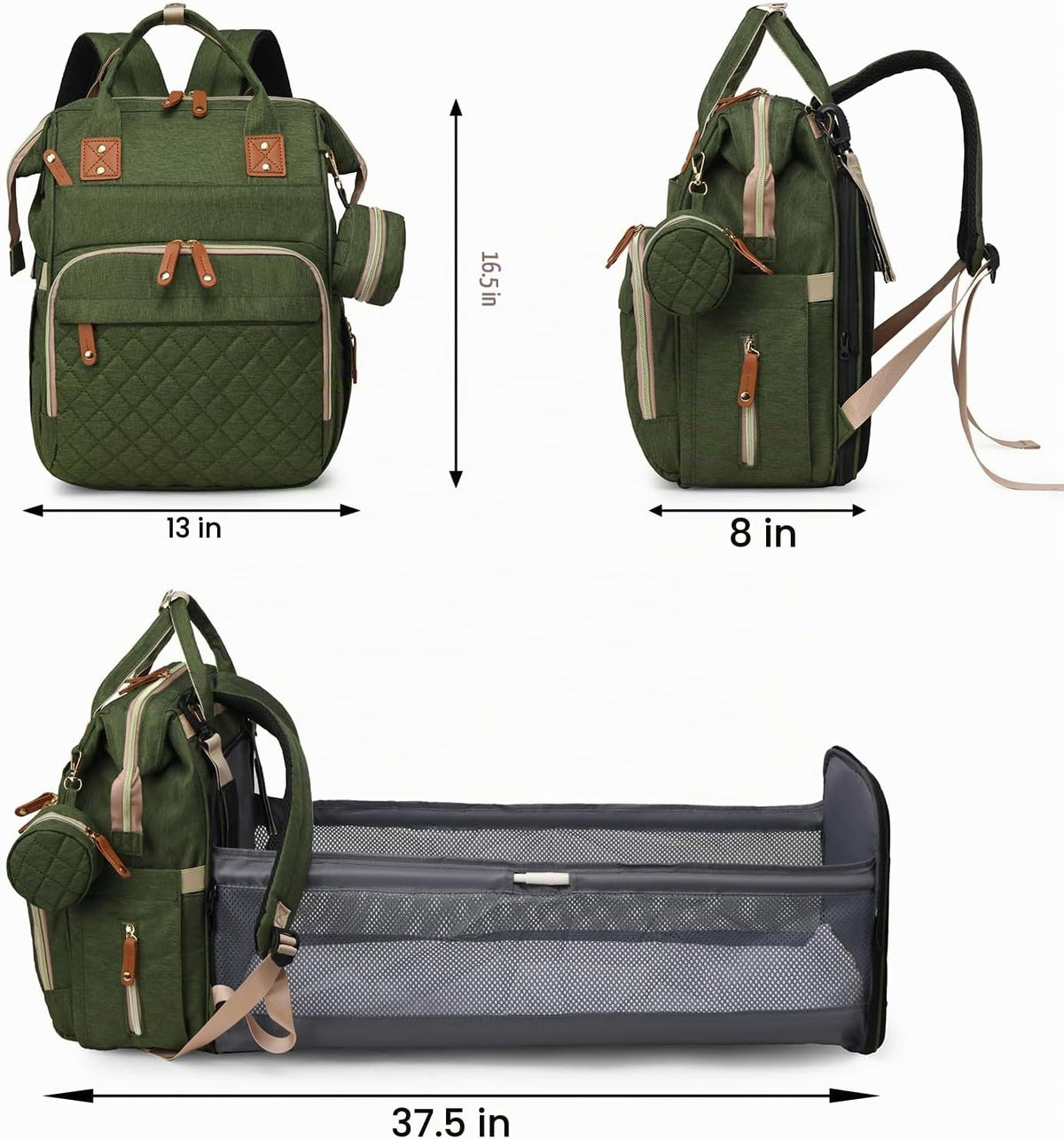 Bolsa de pañales con cambiador, mochila para bebé con cambiador ple...