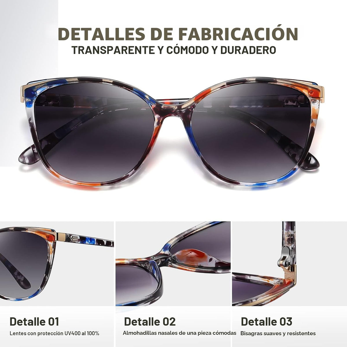 Colrea Gafas de Sol Modernas con Forma de Ojo de Gato para Mujer, E...