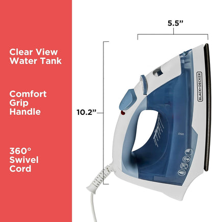 Fácil plancha de vapor antiadherente BLACK+DECKER IR40V compacta co...