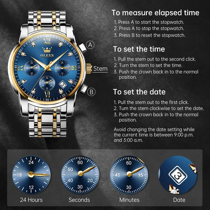 OLEVS Relojes para hombre Relojes de cronógrafo de fácil lectura lu...