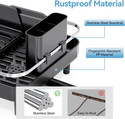 Urackify Escurridor extensible para encimera de cocina, 16.2-23.7 p...