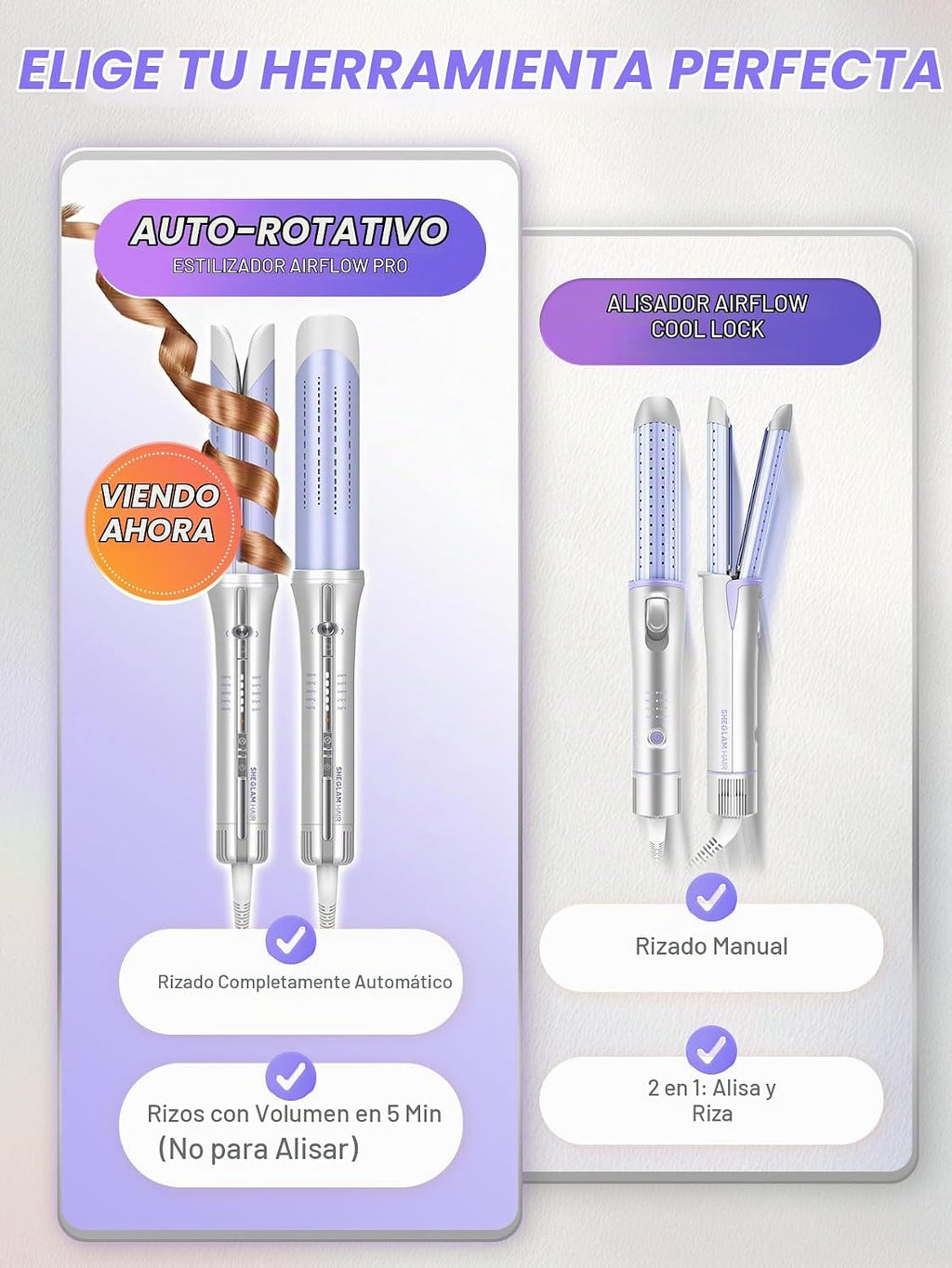 SHEGLAM One Touch Airflow Styler Pro - Tecnología de aire frío 3.0...
