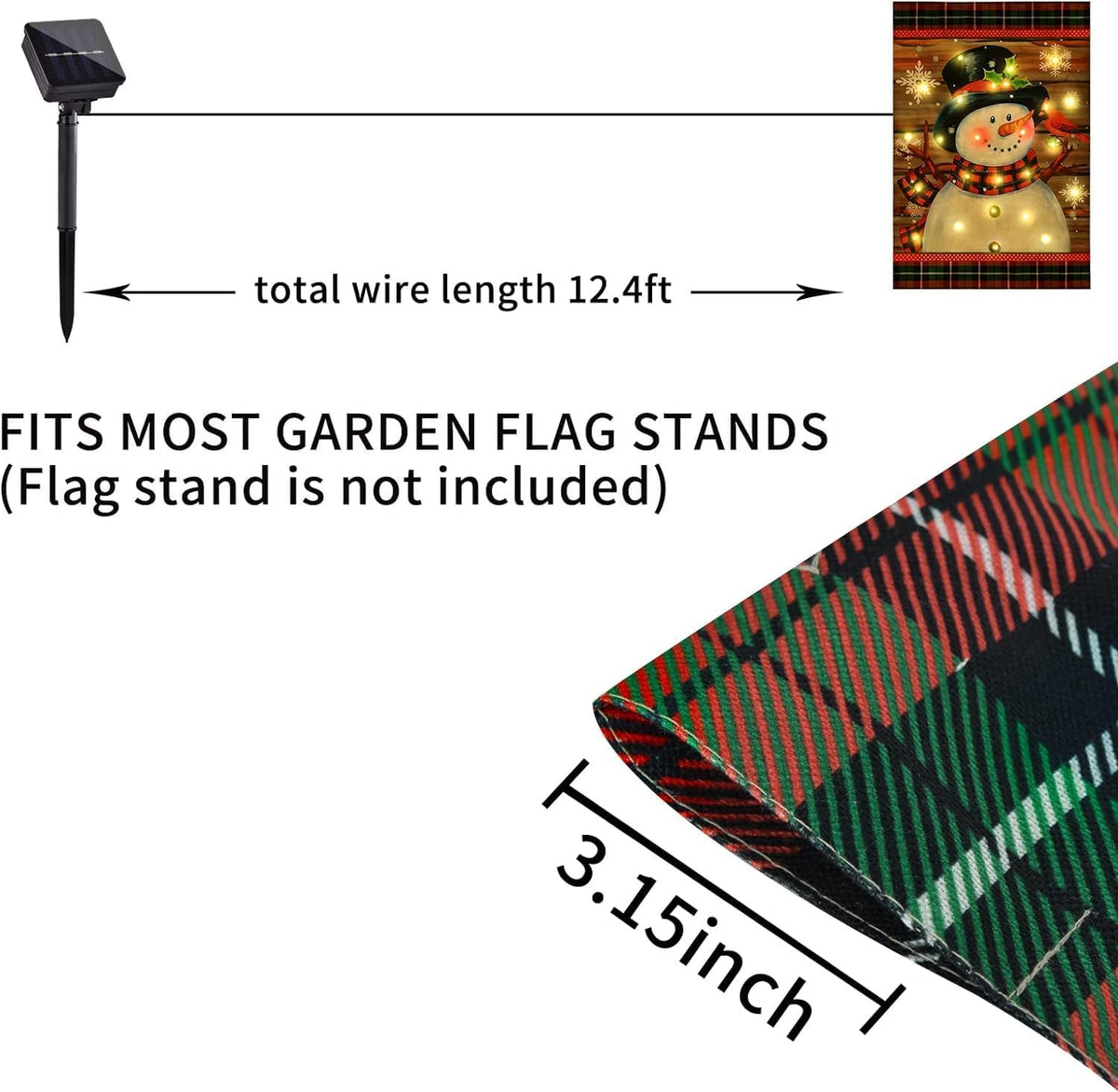 Bandera de jardín de Navidad iluminada para exteriores, bandera de...